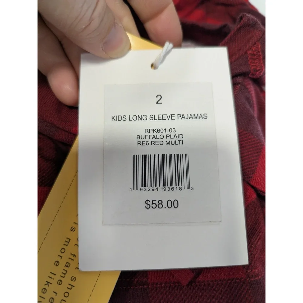 Rachel Parcell Kids Sz 2‎ Red Black Buffalo Plaid Long Sleeve Pajamas Set NWT